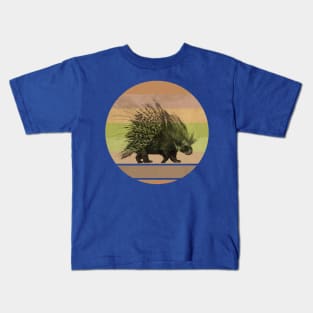 Porcupine Picture on Retro-style Sunset in Africa Colors Kids T-Shirt